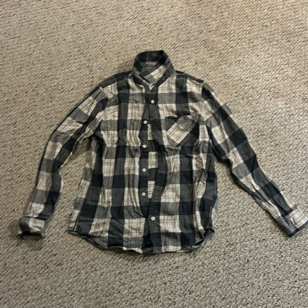 Hollister gray white flannel, size medium